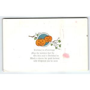 Vintage Halloween Postcard Two Jack-O'-Lanterns Divided Back 1907-1915